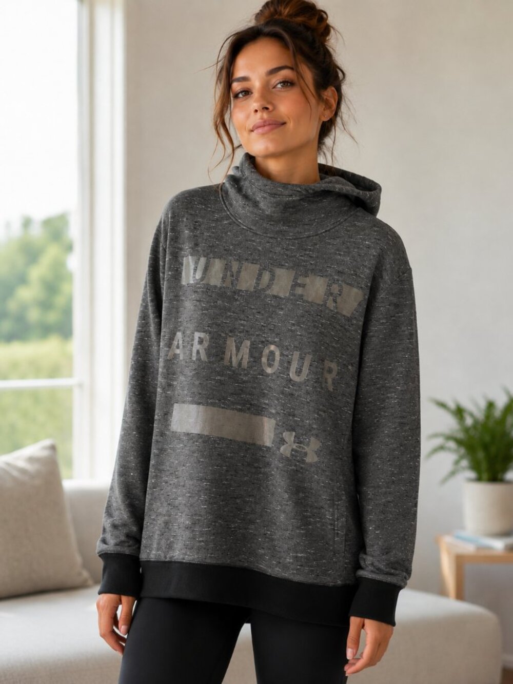 Under Armour Women’s ColdGear Gray Cowl-Neck Hoodie Size Large